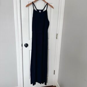 Old Navy solid black maxi halter dress, size L